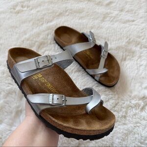 Birkenstock Mayari Silver Birko-Flor Sandals EU 39 US 8